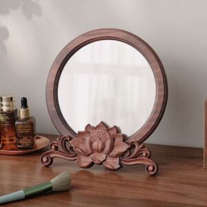 Vintage Rose Carved Wood Vanity Mirror