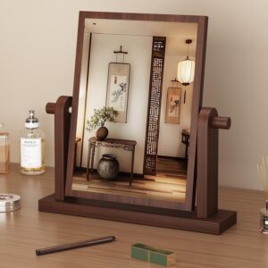 Swivel Desktop Wood Framed Mirror