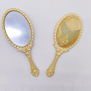 Vintage Gold Handheld Embossed Mirror