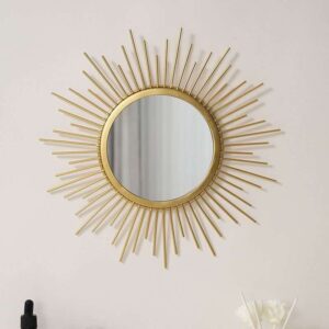 Sunburst Gold Metal Framed Wall Mirror