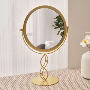 Modern Gold Pedestal Swivel Mirror