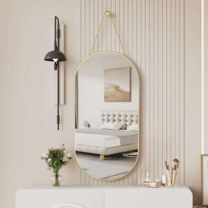 Oval Minimalist Hanging Bedroom Mirror