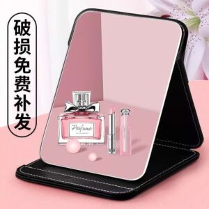 Foldable Pink Desktop Travel Mirror
