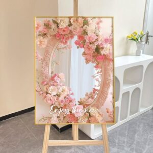Gold Frame Floral Wreath Accent Mirror