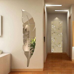 Artistic Leaf Shape Wall Mirror Decal