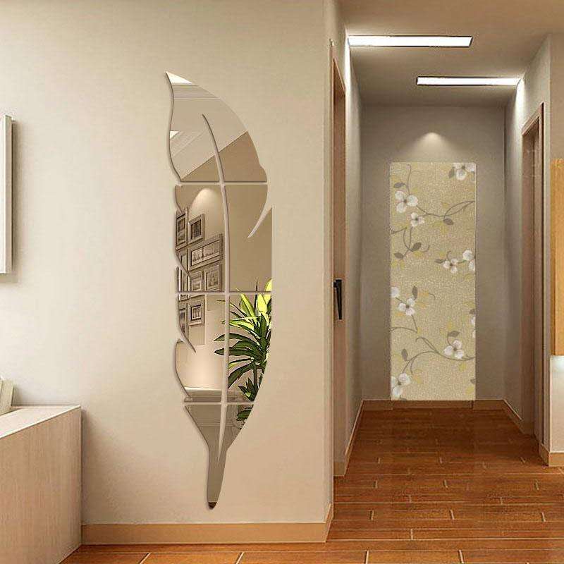 Artistic Leaf Shape Wall Mirror Decal