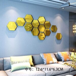 Hexagonal Gold Honeycomb Wall Mirror Set